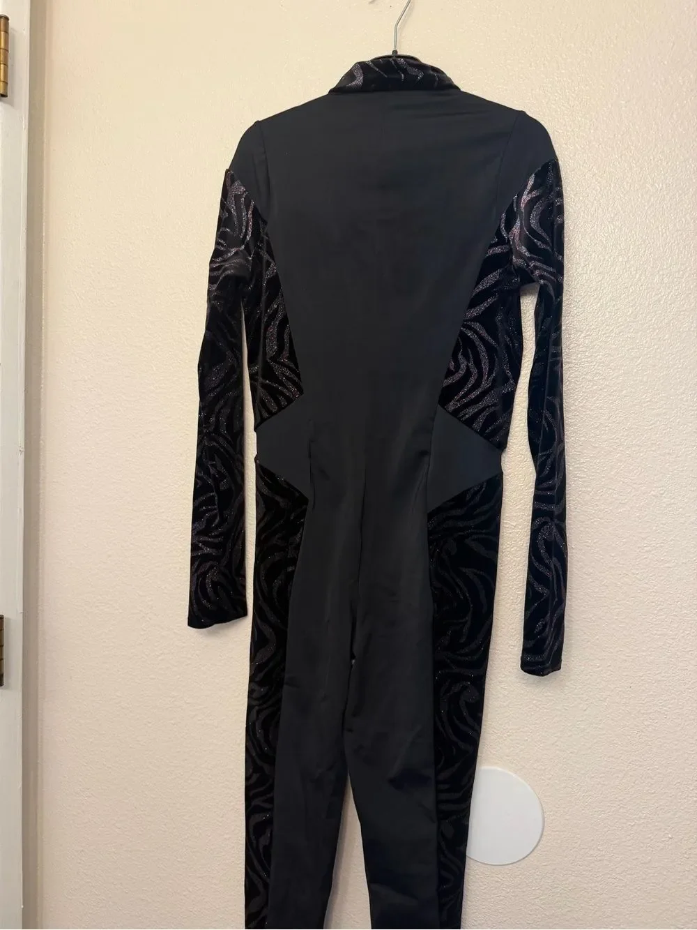 Weissman dance costume black velvet print Modern Animal Unitard 13524 MA adult
